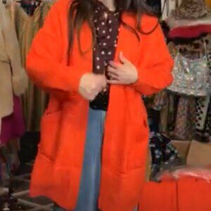 ShopEvelynne Orange Open-Front Women's Coat